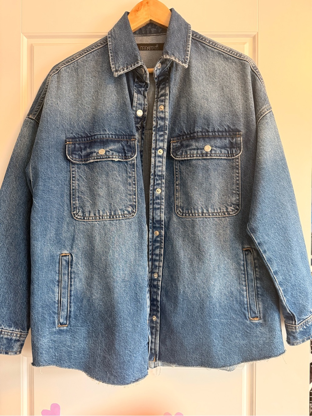 Mavi blue denim shirt jacket